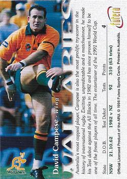 1996 Futera Rugby Union #4 David Campese Back